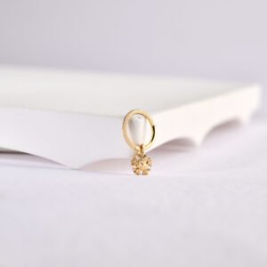 14 Ayar Altın Kar Tanesi Sallantılı Minimal Halka Pırlanta Piercing