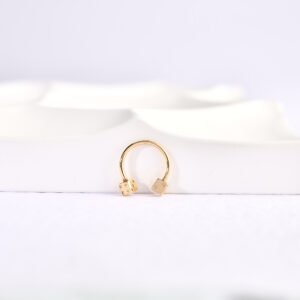 14 Ayar Altın Zar Uçlu Yarım Halka Pırlanta Piercing