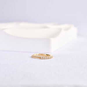 14 Ayar Altın Alttan Taşlı Halka Pırlanta Piercing