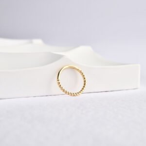 14 Ayar Altın Taşlı Sallantılı Minimal Halka Pırlanta Piercing