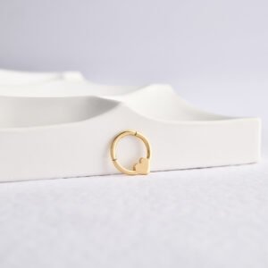14 Ayar Altın Kalp Minimal Halka Pırlanta Piercing