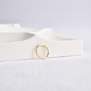14 Ayar Altın İncili Minimal Halka Pırlanta Piercing