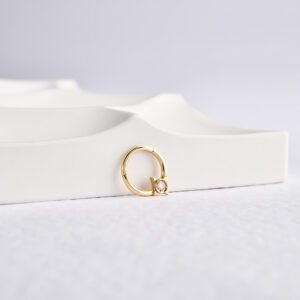 14 Ayar Altın Taşlı Minimal Halka Pırlanta Piercing
