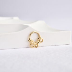 14 Ayar Altın Yılanlı Minimal Halka Pırlanta Piercing