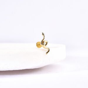 14 Ayar Altın Yılan Motifli Minimal Helix/Kıkırdak Pırlanta Piercing