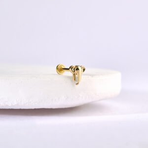 14 Ayar Altın Taşlı Minimal Tragus Pırlanta Piercing