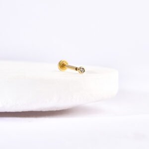 14 Ayar Altın Tektaş Motifli Minimal Tragus Pırlanta Piercing