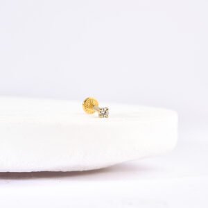 14 Ayar Altın Tektaş Motifli Minimal Tragus Pırlanta Piercing