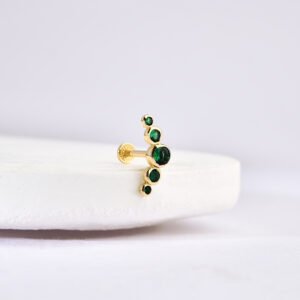 14 Ayar Altın 5 Taşlı Helix/Kıkırdak Pırlanta Piercing