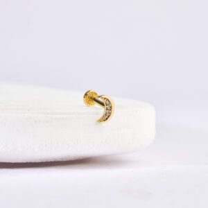 14 Ayar Altın Taşlı Minimal Helix/Kıkırdak Pırlanta Piercing