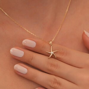 14 Ayar Saf Altın Deniz Yıldızı Kolye – Minimal Deniz Temalı Kolye