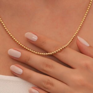 14 Ayar Gerçek Altın Boncuk Bileklik-Zarif Top Altın Bileklik