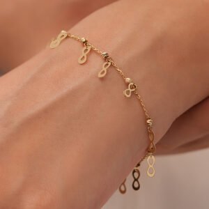 14 Ayar Altın Minimal Sonsuzluk Detaylı Zincir Bileklik